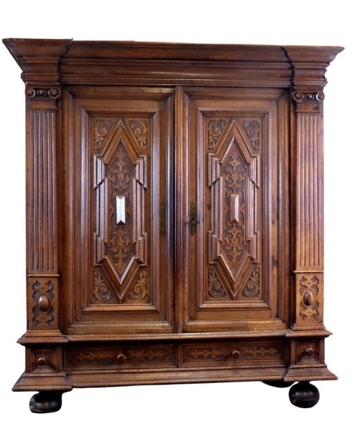 Armoire allemande à deux portes, 17e siècle, chêne