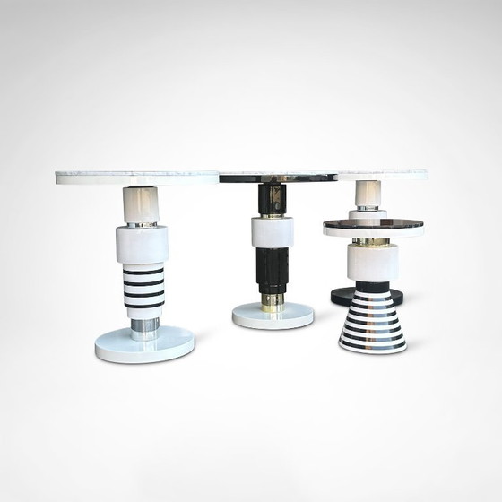 Image 1 of hand crafted side table of ceramic and marble in memphis style by Casalto 2020, set of 4