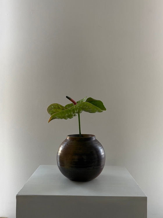 Vintage ronde keramische vaas – Vazen, Ceramic (photo 4 of 6)