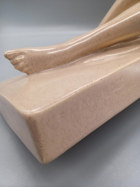 Image 1 of Statue sculpture en céramique beige signée par Charles Lemanceau 