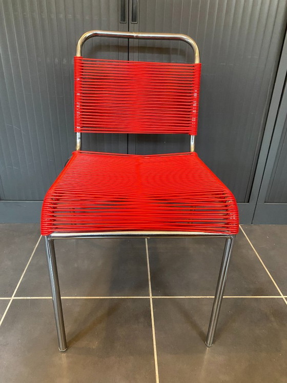 Vintage 1960 red chrome scoubidou or spaghetti chair – Dining chairs, Plastic (photo 8 of 20)