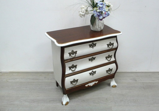 Small chest of drawers walnut + shabby white, English antique style