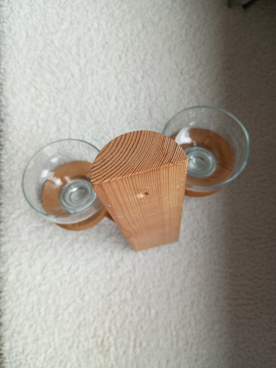 Portavelas de madera de teca escandinavo Harlyk Denmark años 70. Los vasos están intactos. – Harlyk Denemarken (photo 6 of 6)