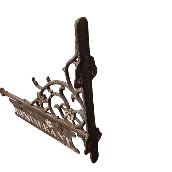 Image 1 of Old cast iron restaurant sign, early 1900s