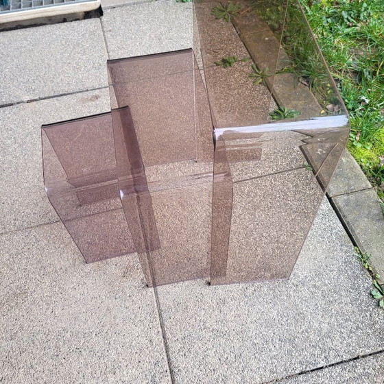 Image 1 of 3 tavolini laterali in plexiglass fumé degli anni '60-'70