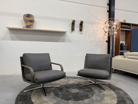 Image 1 of 2 fauteuils pivotants Leolux Kudo cuir Ceras Flint