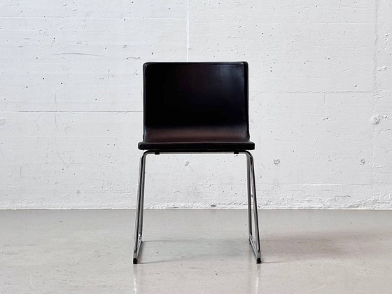 4 Sedie in Pelle IKEA Bernhard di Ola Wihlborg, Nero / Cromo – Sedie da camera, Leather (photo 10 of 15)