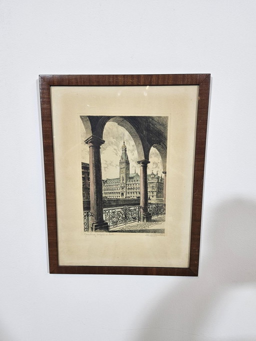 Albrecht Bruck, Stadhuis in Hamburg, Ets