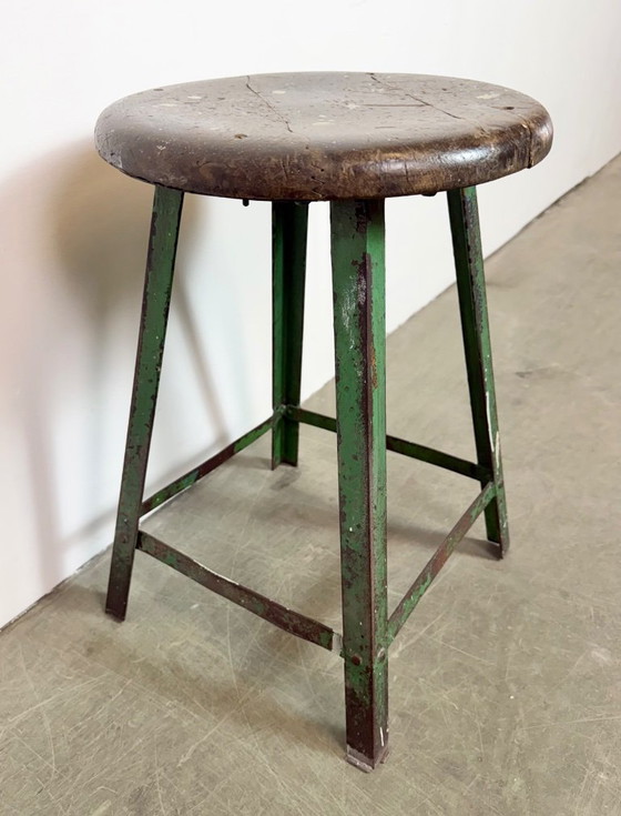 Image 1 of Green Industrial Workshop Stool, 1960s
