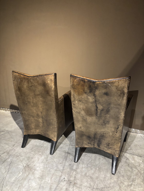 Image 1 of Sheepskin Art Deco Dining Chairs 6 pieces