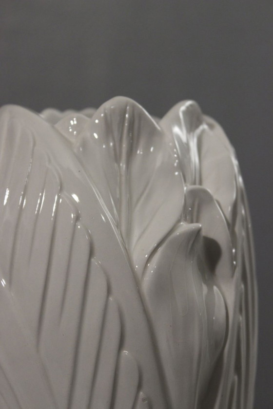 Image 1 of Large vintage ceramic vase with a dreamlike snail and butterfly design, Italy, 1970s