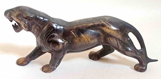 Image 1 of Fermacarte tigre in bronzo anni '50 Larghezza 22 cm
