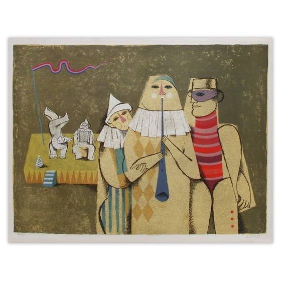 Image 1 of Samy BRISS Les saltimbanques - l'estrade Signed lithograph 1977