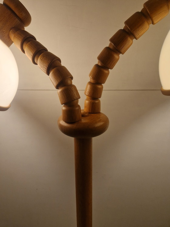 Image 1 of Vintage Pine Wooden Mushroom Floorlamp