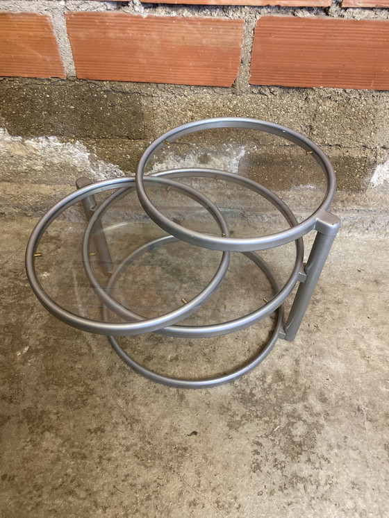 Image 1 of Tavolo Basse LEITMOTIV Métal Gris + 3 Plateaux Verre Années 70 Vintage #D370