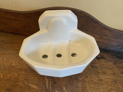 Porte-savon en porcelaine blanche Art Déco 1930, France