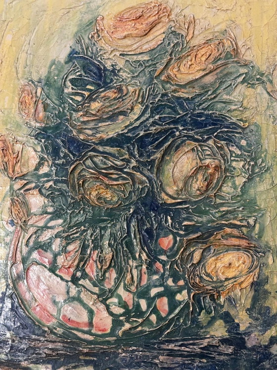 Rose Bouquet with Knife – Oil on Canvas Circa 1950 – Paintings & Drawings, Vintage (photo 13 of 15)