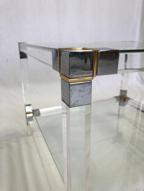 Image 1 of Table d'appoint en plexiglas et laiton 1980