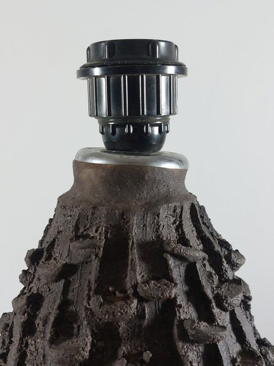 Image 1 of Vintage mid-century black brutalist ceramic lamp