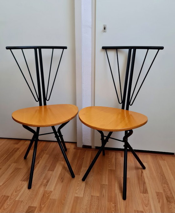 Image 1 of LaPalma Folding Chairs 2 Birch and Metal Unique