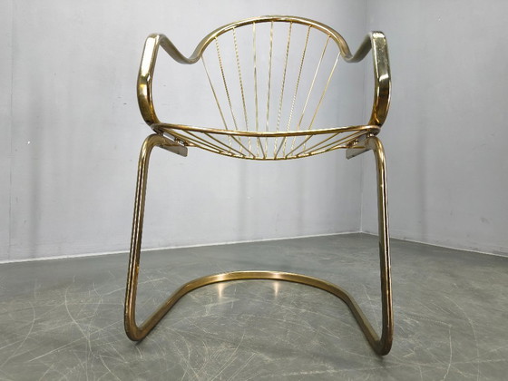 Image 1 of Set of 5 Gastone Rinaldi Brass Dining Chairs for Rima, Italy 1970s