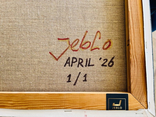 Original Abstract Painting Guitar Player Music Art Signed AK 2003 Modern Expressionist Colorful Wall Decor Canvas 