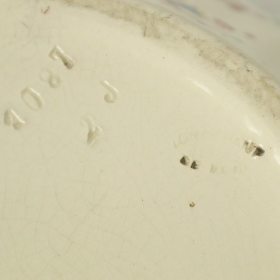 Image 1 of Large Polychrome Flower Pot Cache Pot Longchamp France 36cm