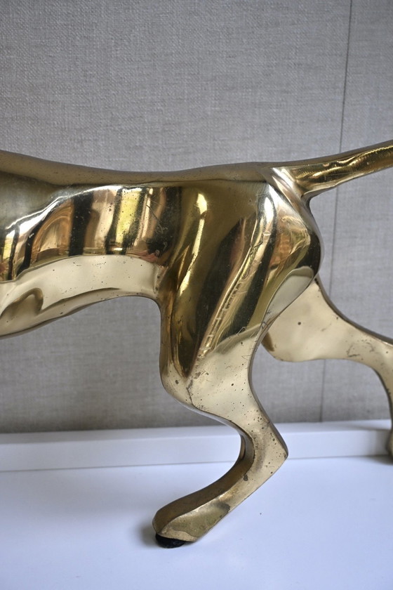 Image 1 of Hollywood Regency XL vintage brass dog statue