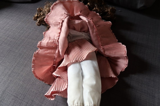 Image 1 of Incantevole bambola vintage in porcellana - 42 cm, XX secolo, graziosa in rosa - 2C01