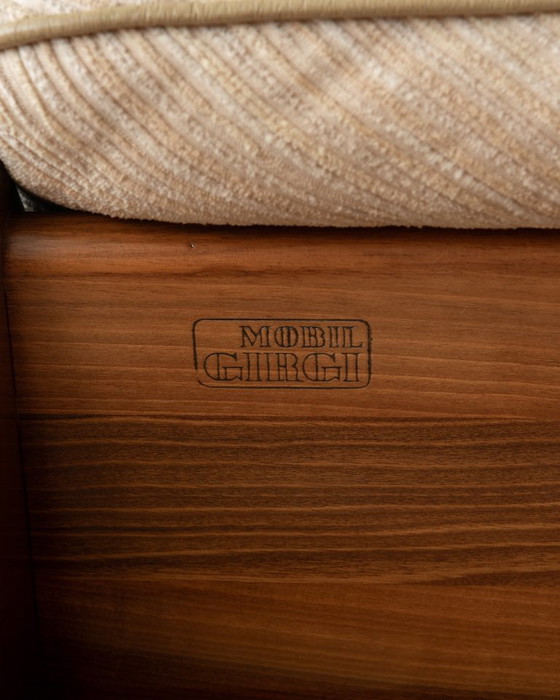 Sapporo Lounge Chairs by Mario Marenco for Mobil Girgi, 1970s, Armchairs, Textile, Wood, Brown (photo 19 of 24)