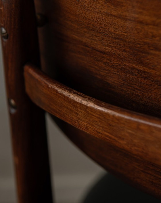 Image 1 of Vintage Dining Chairs by Louis van Teeffelen for AWA (Set of 6) | Reupholstered in Black Skai | Dutch Mid-Century | 1960s