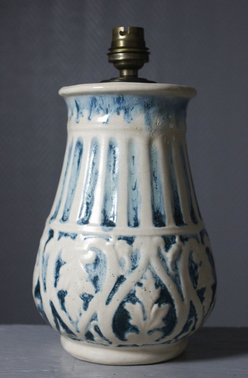 Base de lámpara de cerámica Art Déco vintage con decoración vegetal, década de 1950. – tafellampen, Ceramic (photo 2 of 10)