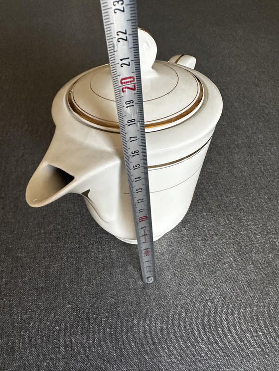 Image 1 of Moulin des Loups Orcerame France Art-Déco Ceramic coffee maker - Gold edging