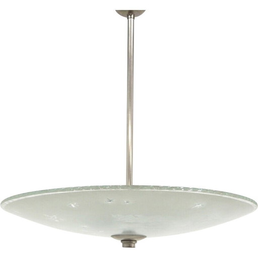Vintage glass pendant lamp by Erik Kinell for Glössner, Sweden 1940