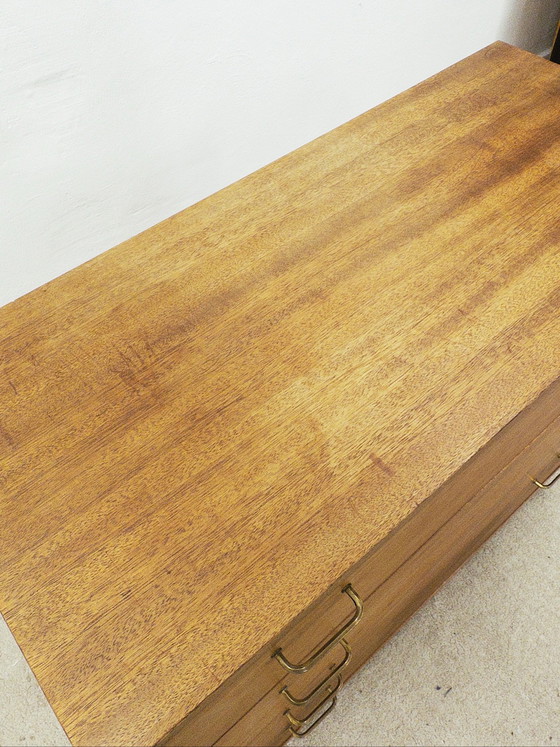 Mid-century Kommode, Kommoden, Holz, Metall, Braun (Foto 4 von 11)