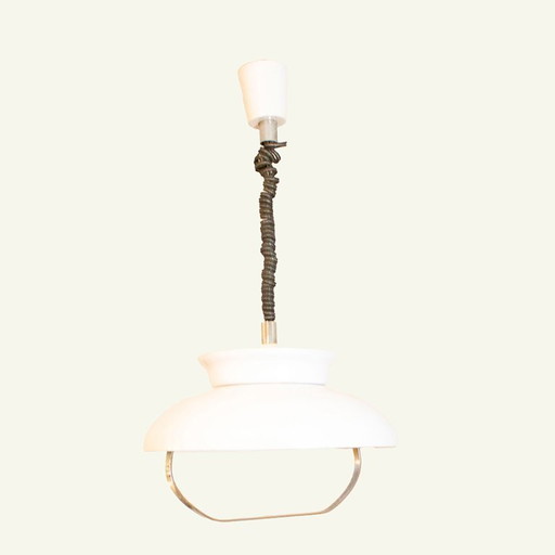 Lampe à suspension italienne blanche Space Age, années 1970