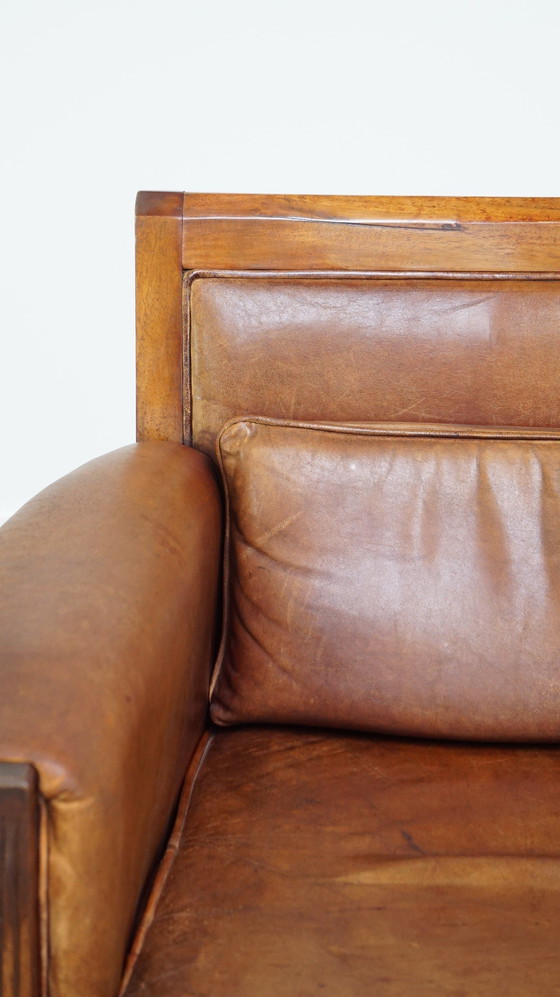 Image 1 of 2 X Sheep Leather Armchair With Decorative Cushion