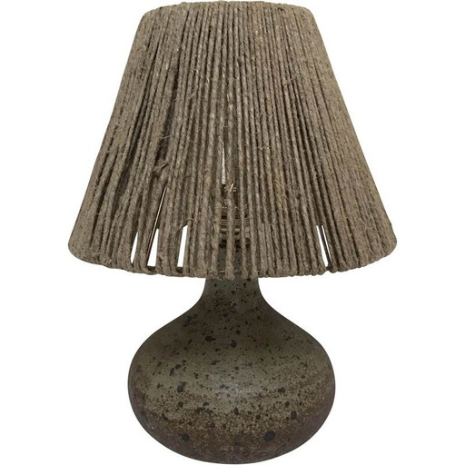 Vintage lamp van steengoed en touw, 1950