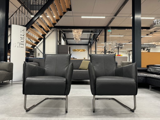 2 Jess Design Fauteuil Aron cuir noir