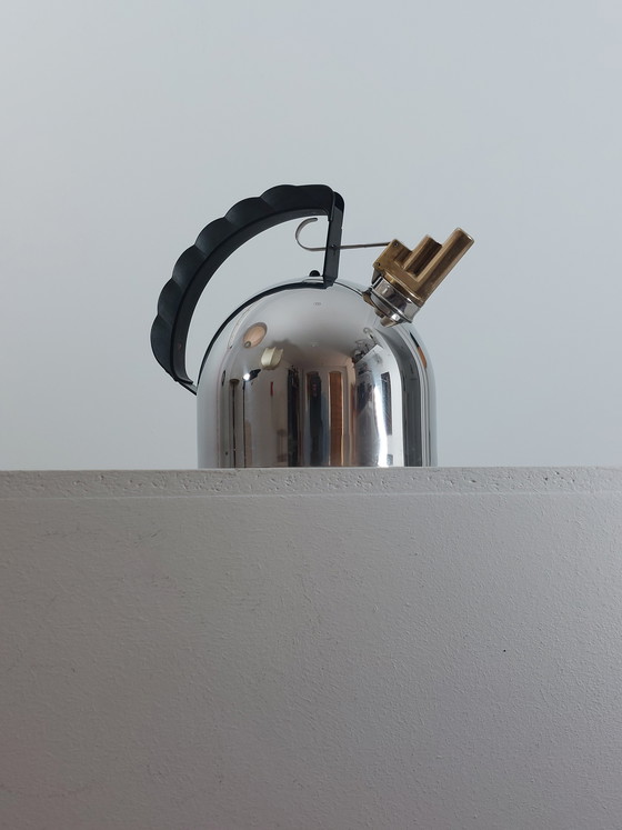 Image 1 of Vintage Alessi Italy Richard Sapper roestvrijstalen messing waterkoker