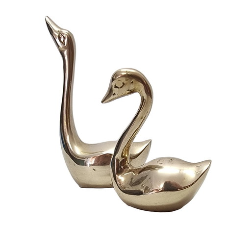 Hollywood Regency Brass Swans