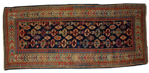 Alfombra armenia antigua Gandzak hecha a mano, 106 cm x 222 cm (3,5' x 7,3'), década de 1880 - 1B519