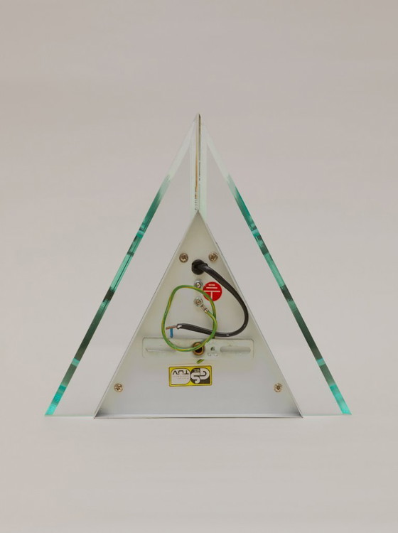 Image 1 of Pair of vintage Postmodern Memphis metal and lucite diamond wall sconces, circa 1980