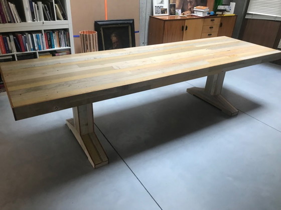 Image 1 of Table de cantine Piet Hein Eek en bois de récupération 300x90x78