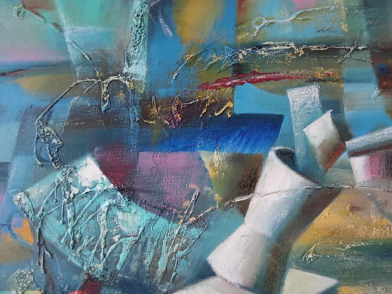 Origineel olieverfschilderij Abstract Expressionisme Geometrisch Stilleven Metafysisch Stilleven (photo 4 of 8)