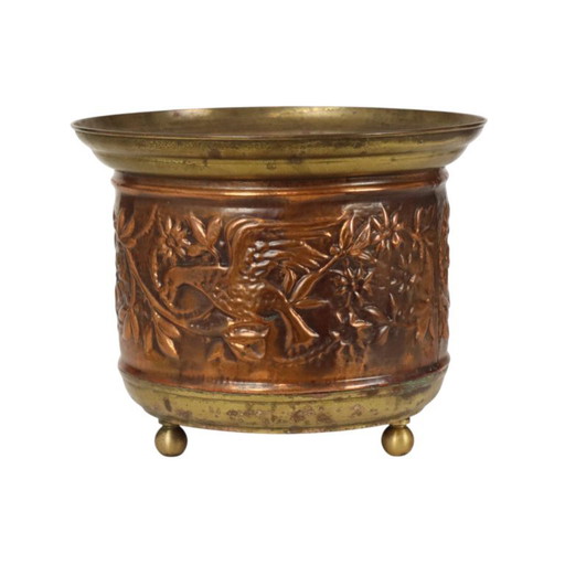 Maceta de cobre vintage Cache Pot Repoussé años cincuenta – plantenbak, Copper