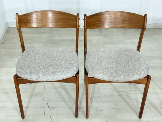 Image 1 of 4x Chaises de salle à manger en teck par Erik Buch pour OD Møbler, Modèle 49 Vintage