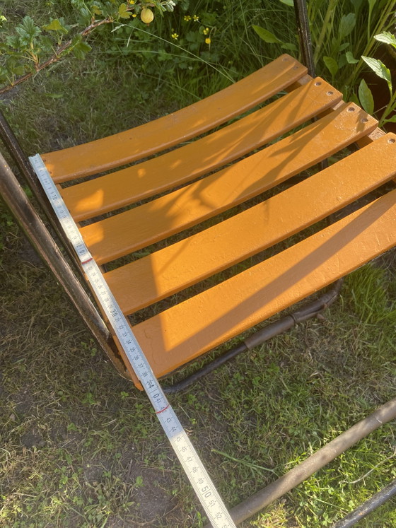 Image 1 of 4x Vintage Folding Chair + Table GDR Seating Set Germany Rare