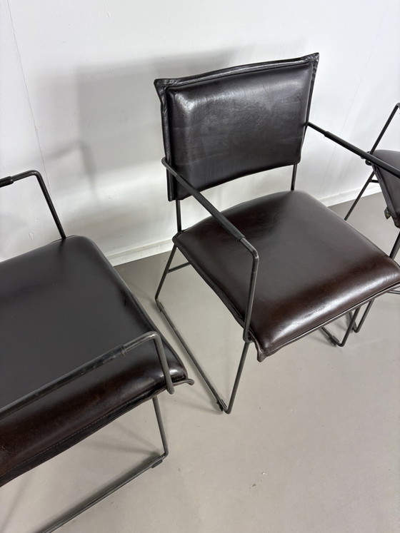 4 NovaStyl Collection Brown Leather Dining Chairs – Metal (photo 7 of 15)