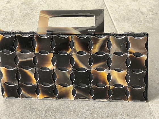 Mid-Century style geometric Lucite Clutch/handbag tortoise shell motif eyecatcher, Clutches, Plexiglass (photo 12 of 14)